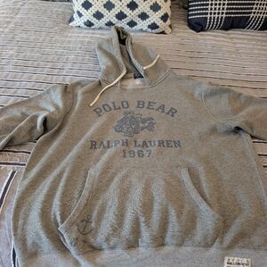 Ralph Lauren Gray Polo Bear Hooded Sweatshirt